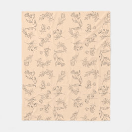 フラワーシルエットパターン フリースブランケット