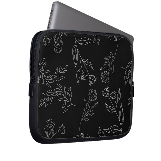 フラワーシルエットパターン ラップトップスリーブ (正面右)