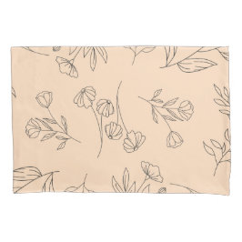 フラワーシルエットパターン 枕カバー