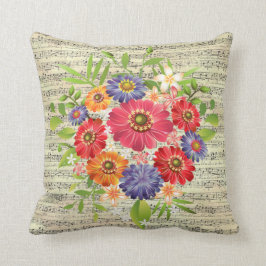 フラワーシートミュージック装飾用クッション16インチx 16インチ クッション