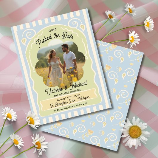 フラワーシードパケット手描き日付写真を保存 セーブザデート