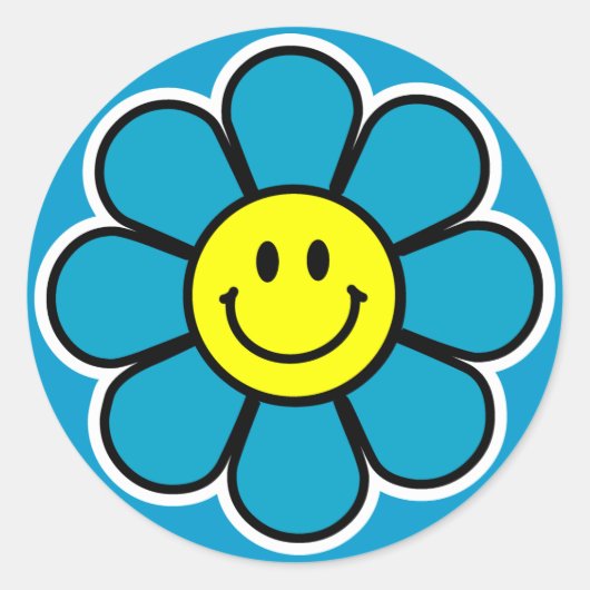 フラワーシール（青） ラウンドシール (正面)