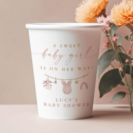 フラワースイートベイビーガールクローズライン ベビーシャワー 紙コップ