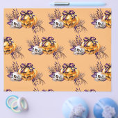 フラワースカルとカボチャスクラップブック紙 チラシ (シングル)