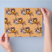 フラワースカルとカボチャスクラップブック紙 チラシ (手)