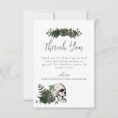 フラワースカルグリーンローズ ゴシックウェディングシャワー サンキューカード (正面)