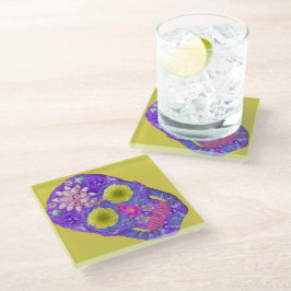 フラワースカル5 ガラスコースター