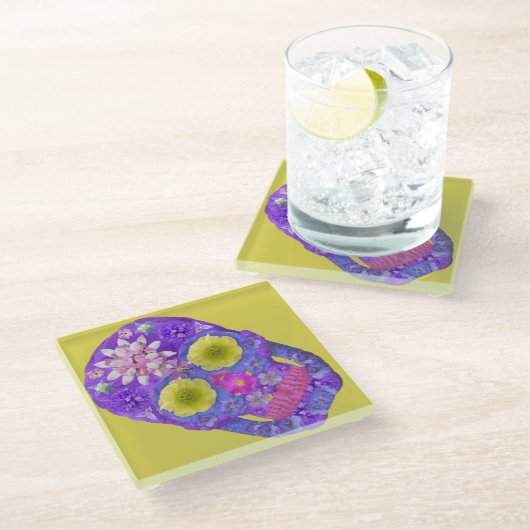 フラワースカル5 ガラスコースター (アングル)