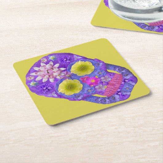 フラワースカル5 スクエアペーパーコースター (アングル)