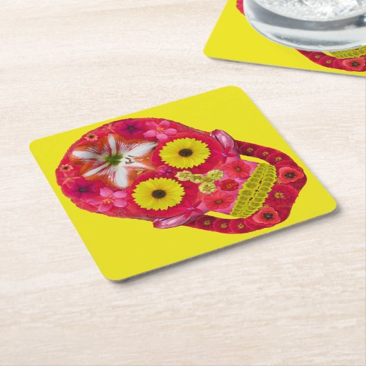 フラワースカル6 スクエアペーパーコースター (アングル)