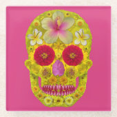 フラワースカル8 ガラスコースター (正面)