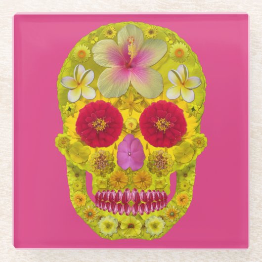 フラワースカル8 ガラスコースター (正面)