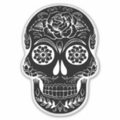 フラワースカル ブラック＆ホワイト ステッカー シール (正面)