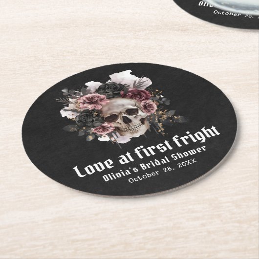 フラワースカル ラブ・アット・ファースト・フライト ブライダルシャワー ラウンドペーパーコースター (アングル)