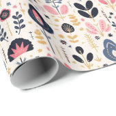 フラワースカンジナビアスタイルパターンラッピング紙 ラッピングペーパー (ロールコーナー)