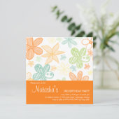 フラワースクリブル·誕生日招待状 招待状 (スタンド正面)
