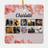 フラワースクリプト ベストマムエバー ピンク フォトコラージュ セラミックオーナメント (正面)