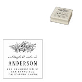 フラワースク結婚リプト名のカスタム差出人住所 ラバースタンプ (押印)