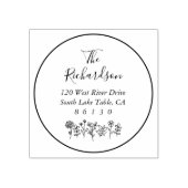 フラワースケッチダイヤモンド差出人住所自己インク ラバースタンプ (インプリント)