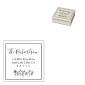 フラワースケッチ差出人住所自己インク ラバースタンプ (押印)