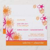 フラワースケッチ・結婚式の日程予告 セーブザデート (正面/裏面)