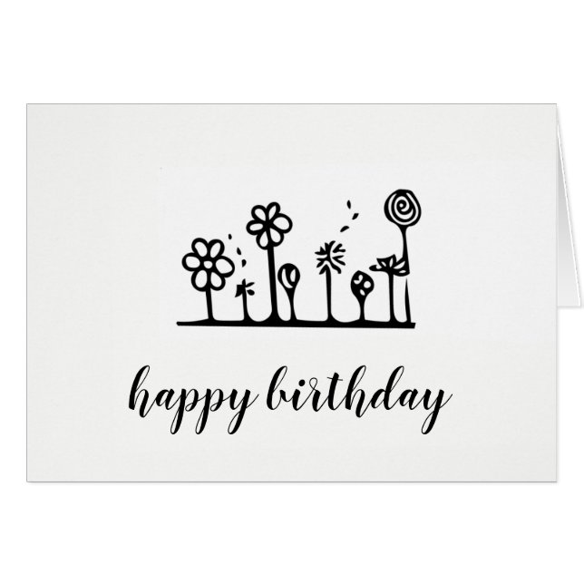 フラワースケッチ-誕生日カード – 空白の内側 (正面横)