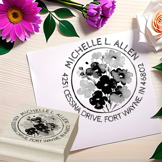 フラワースタイリッシュアート差出人住所 ラバースタンプ