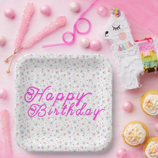 フラワースタイル ペーパープレート (パーティー)