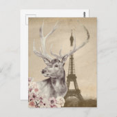 フラワースタッグ&エッフェルタワー ポストカード (正面/裏面)
