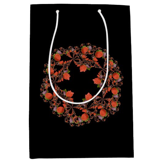 フラワースターフラクタルレッド黒紫 ミディアムペーパーバッグ (正面)