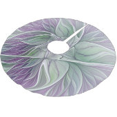 フラワースター、抽象芸術パープルグリーンフラクタルアート ブラッシュドポリエステルツリースカート (アングル)