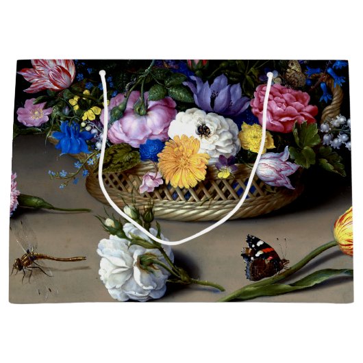 フラワースチルライフボスシェオランダ絵画ズアート ラージペーパーバッグ (正面)