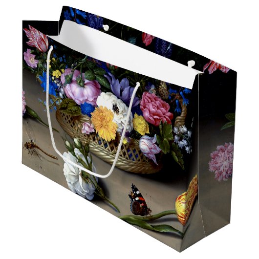 フラワースチルライフボスシェオランダ絵画ズアート ラージペーパーバッグ (正面アングル)