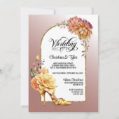 フラワースチレッド ブラッシュピンク アーチ ウェディング レセプション 招待状 (正面)