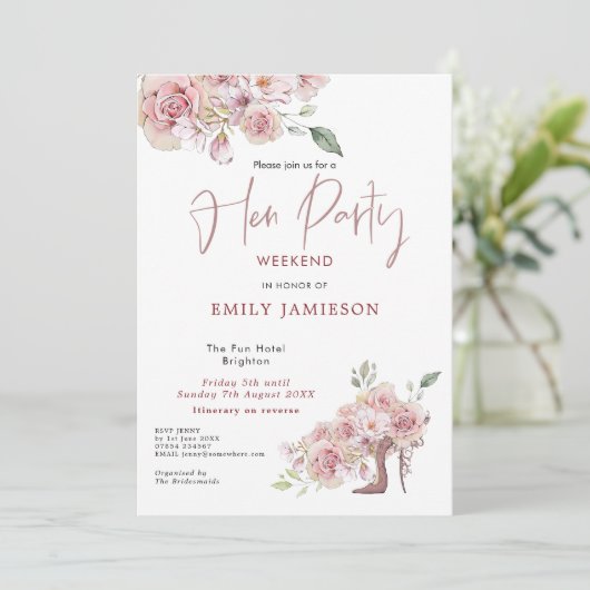 フラワースティレット週末の旅程Henパーティー 招待状 (スタンド正面)