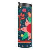 フラワーストライプカラフル先生イニシャルカスタム タンブラー (回転右)