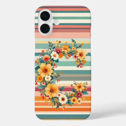 フラワーストライプレトロ(C) Case-Mate iPhoneケース (裏面)