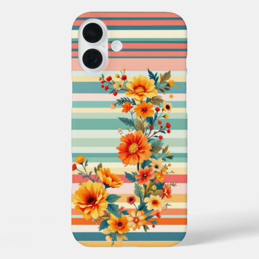 フラワーストライプレトロ(J) Case-Mate iPhoneケース (裏面)