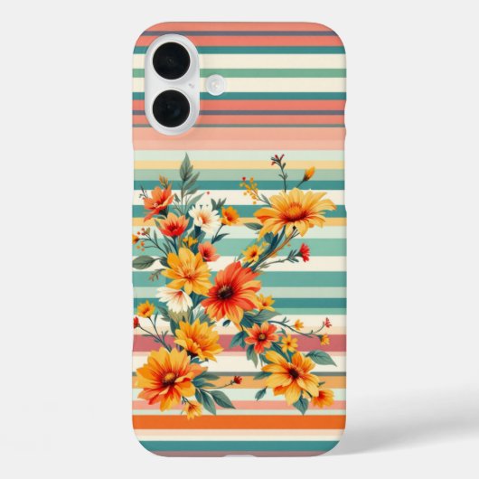フラワーストライプレトロ(K) Case-Mate iPhoneケース (裏面)