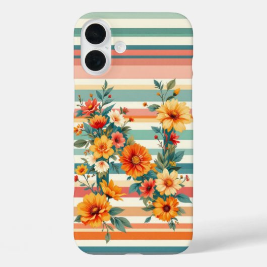 フラワーストライプレトロ(N) Case-Mate iPhoneケース (裏面)