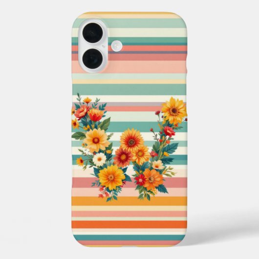 フラワーストライプレトロ(W) Case-Mate iPhoneケース (裏面)