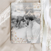 フラワースプリングシノワズリSave the Date 箔招待状