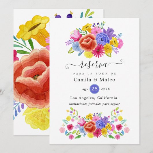 フラワースペイン風フィエスタ結婚式 セーブザデート (正面/裏面)