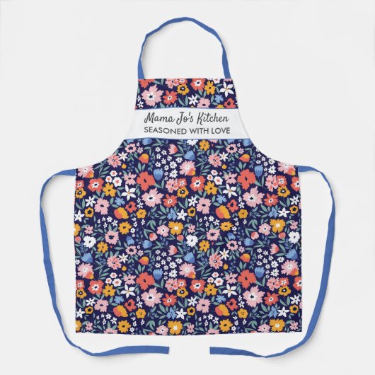 フラワーズかわいらしおばあちゃんズマズキッチンカスタム文字 エプロン (正面)