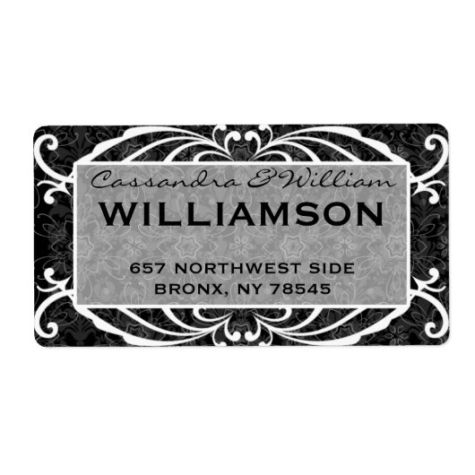 フラワーズとダマスクファンシー住所 シール (正面)