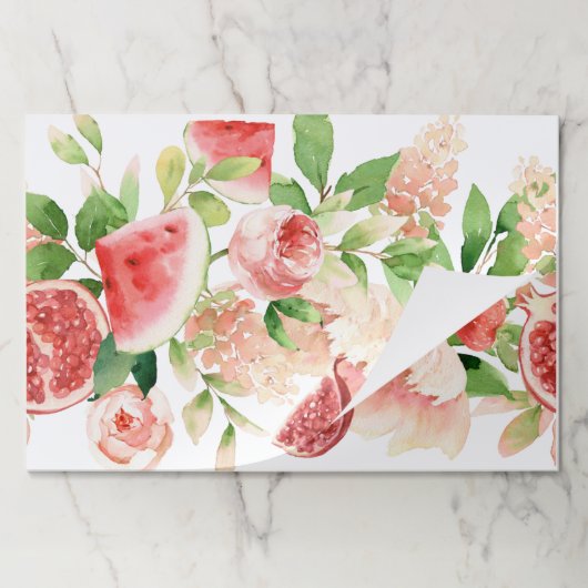 フラワーズアンドフルーツティアウェイ紙ランチョンマット ペーパーパッド (折り畳み)