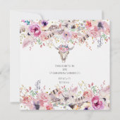 フラワーズアンド牛スカル素朴カントリーグラム招待状 招待状 (裏面)