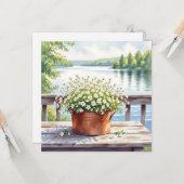 フラワーズインコッパーポットオンレイクハウスデッキ カード (正面/裏面インサイチュ)