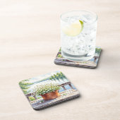 フラワーズインコッパーポットオンレイクハウスデッキ コースター (右側)