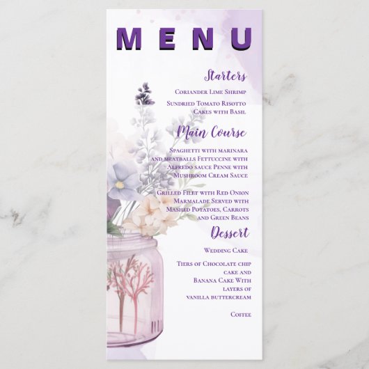 フラワーズインメイソンジャルパープルフローラ結婚披露宴 メニュー (正面)